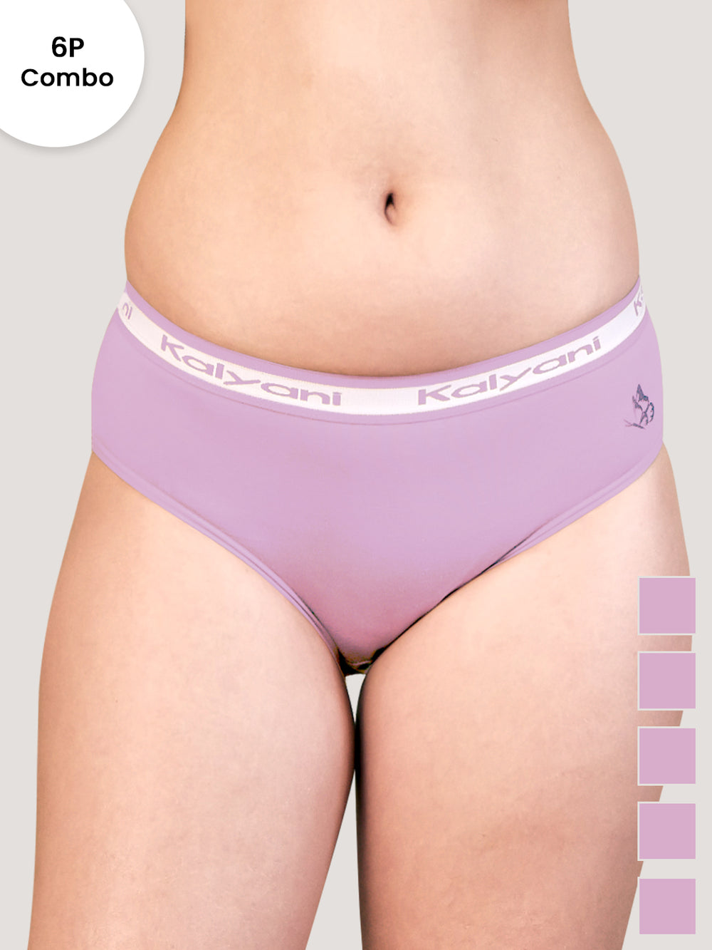 Jazzie Mid Waist Cotton Hipster for Women Pack of 6-LV LV LV LV LV LV