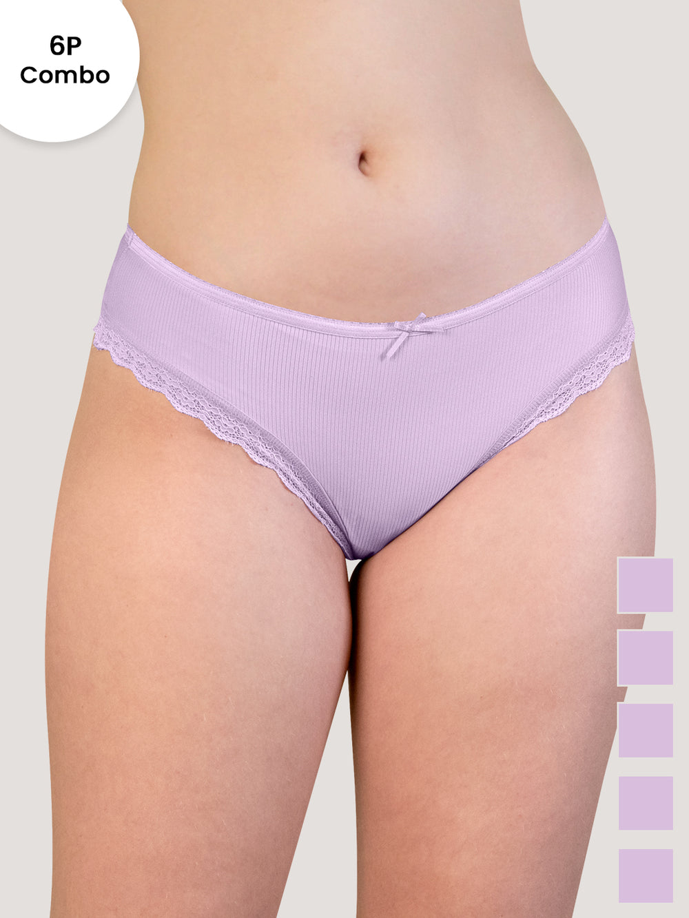 Becca Women's Low Waist Bikini Style Cotton Panties | Pack of 6-LV LV LV LV LV LV