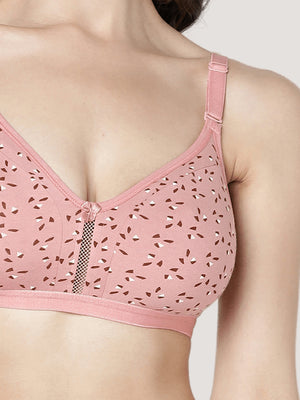 Kalyani LM98001 Elegant Front Double Layered Cups Non Padded Seamless Printed Bras | Pack of 2 | Colors & Prints May Vary