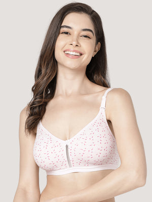 Kalyani LM98001 Elegant Front Double Layered Cups Non Padded Seamless Printed Bras | Pack of 2 | Colors & Prints May Vary