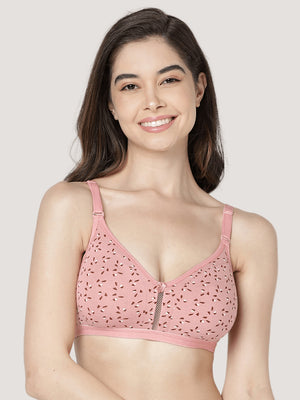 Kalyani LM98001 Elegant Front Double Layered Cups Non Padded Seamless Printed Bras | Pack of 2 | Colors & Prints May Vary