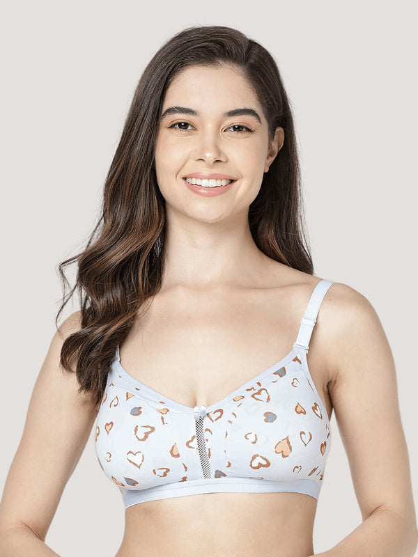 Kalyani LM98002 Elegant Front Double Layered Cups Non Padded Seamless Printed Bras | Pack of 2 | Colors & Prints May Vary