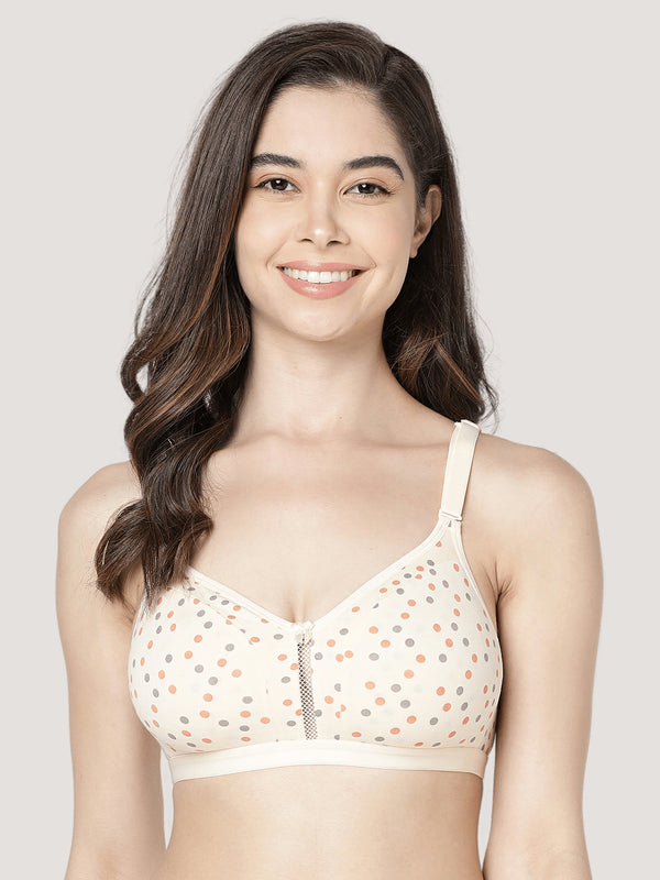 Kalyani LM98003 Elegant Front Double Layered Cups Non Padded Seamless Printed Bras | Pack of 2 | Colors & Prints May Vary