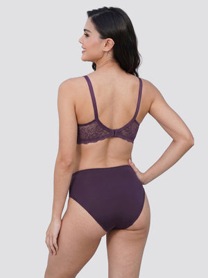 Kalyani Lyla Bridal Lace Lingerie Set with Wirefree Seamless Padded Cups | Dark Violet
