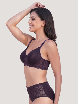Kalyani Lyla Bridal Lace Lingerie Set with Wirefree Seamless Padded Cups | Dark Violet