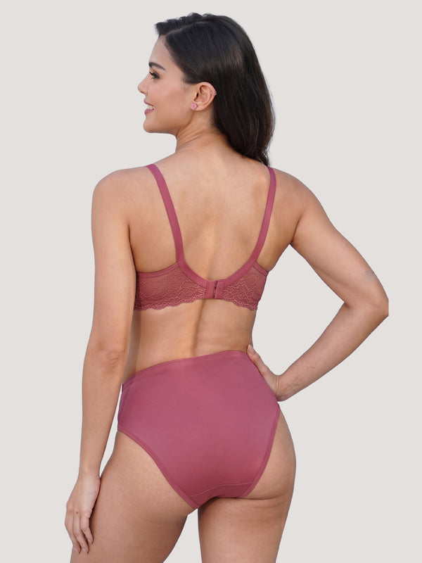 Kalyani Lyla Bridal Lace Lingerie Set with Wirefree Seamless Padded Cups | Dusty Rose