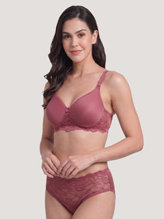 Kalyani Lyla Bridal Lace Lingerie Set with Wirefree Seamless Padded Cups | Dusty Rose