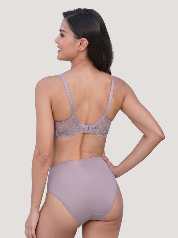 Kalyani Lyla Bridal Lace Lingerie Set with Wirefree Seamless Padded Cups | Mocha