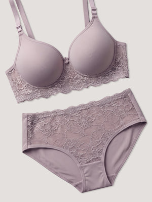 Kalyani Lyla Bridal Lace Lingerie Set with Wirefree Seamless Padded Cups | Mocha