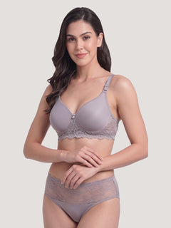 Kalyani Lyla Bridal Lace Lingerie Set with Wirefree Seamless Padded Cups | Mocha