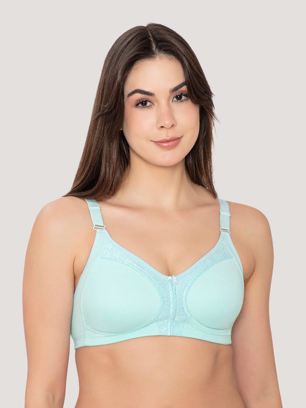 Leona Everyday Full Coverage Lace Bra-SEA GREEN