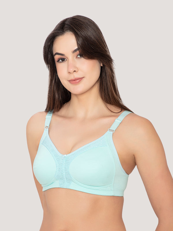 Leona Everyday Full Coverage Lace Bra-SEA GREEN