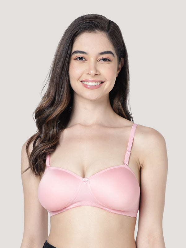 Leslie Light Padded Seamless Balconette Bra | Pack of 3-D.PINK L.GREY SKIN