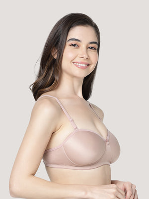 Leslie Light Padded Seamless Balconette Bra | Pack of 3-SKIN FAWN D.PINK