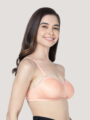 Leslie Light Padded Seamless Balconette Bra | Pack of 3-L.GREY SKIN PEACH