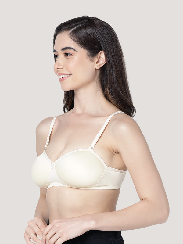 Leslie Light Padded Seamless Balconette Bra | Pack of 3-L.GREY SKIN PEACH