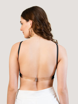 Lexi Non Padded Transparent Back T-Shirt Bra-BLACK