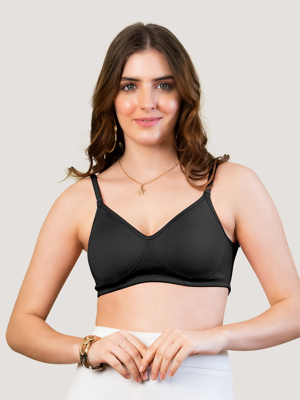 Lexi Non Padded Transparent Back T-Shirt Bra-BLACK