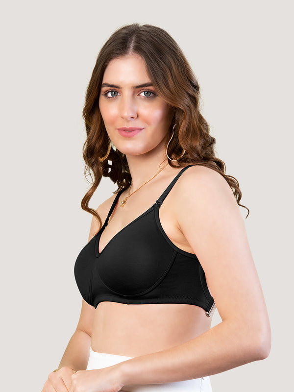 Lexi Non Padded Transparent Back T-Shirt Bra-BLACK