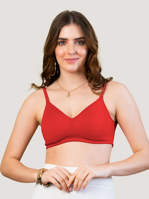 Lexi Non Padded Transparent Back T-Shirt Bra-RED