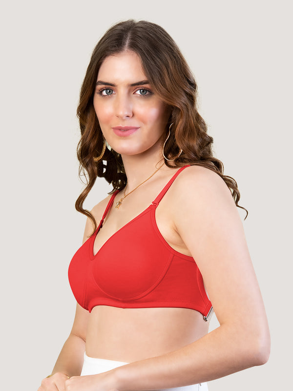 Lexi Non Padded Transparent Back T-Shirt Bra-RED