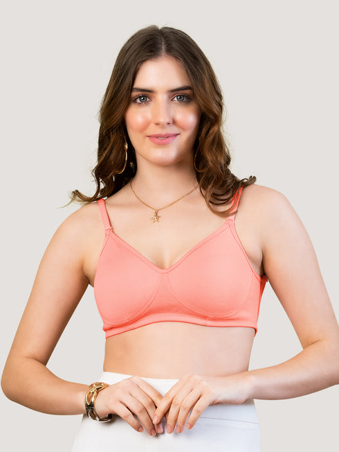 K LINGERIE Lexi Women's Non Padded Seamless Cups Fully Adjustable & Transparent Back T-Shirt Bra