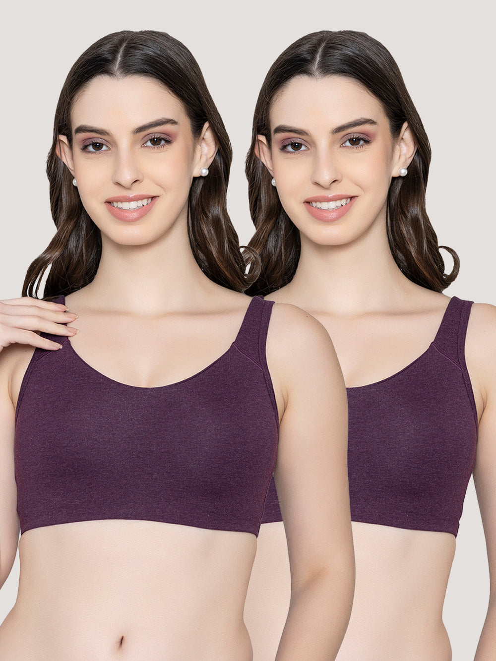 K LINGERIE Daisey Women's Flexible Fit Medium Impact Sports Bra for Light Workouts-M.BURGUNDY M.WHITE