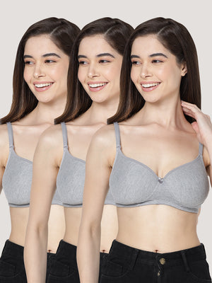 Emily Lightly Padded Multiway Everyday Bra | Pack of 3-M.GREY M.GREY M.GREY