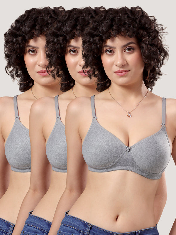 Emily Lightly Padded Multiway Everyday Bra | Pack of 3-M.GREY M.GREY M.GREY