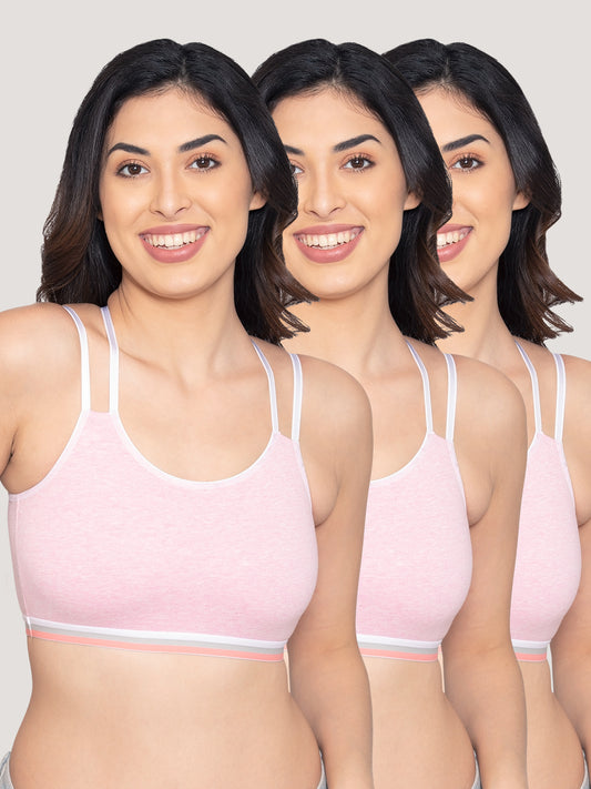 Candy Full Coverage Criss-Cross Back Teenager Bra | Pack of 3-M.PINK M.PINK M.PINK