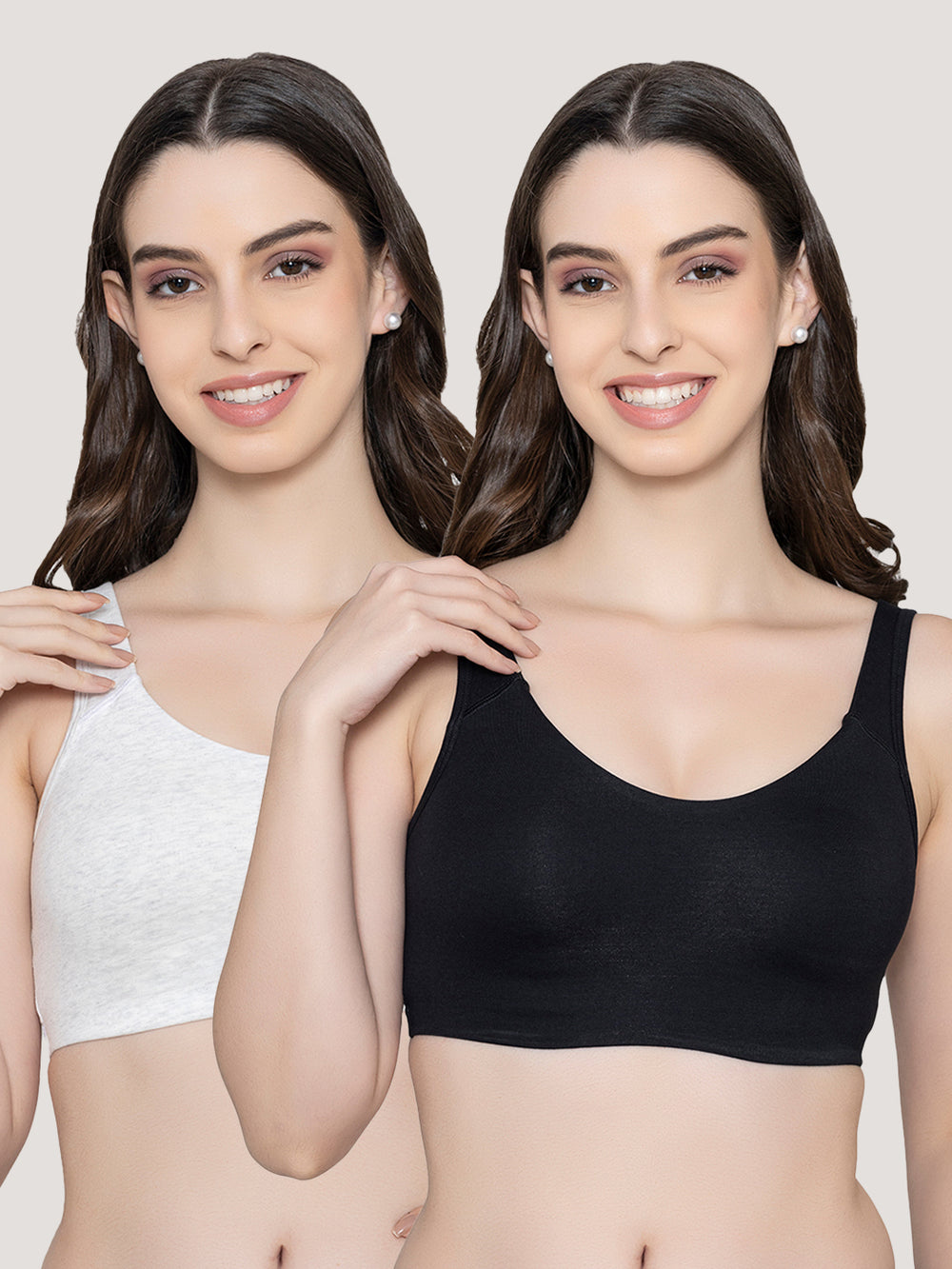 K LINGERIE Daisey Women's Flexible Fit Medium Impact Sports Bra for Light Workouts-M.WHITE BLACK