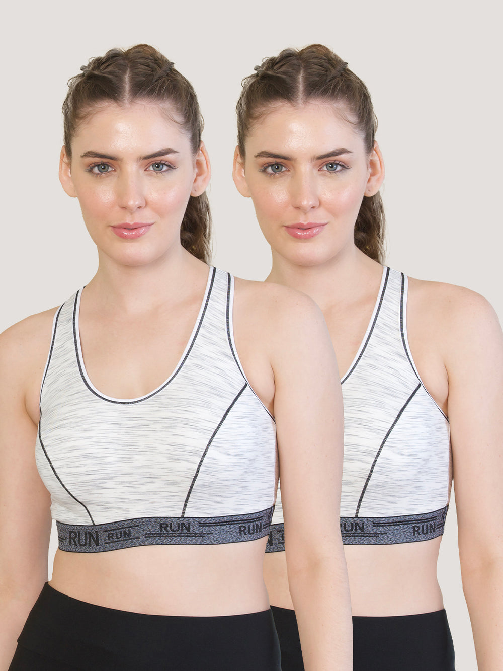 K LINGERIE Kristen High Impact Support Sports Bra For Heavy Workout & Gym Activities-M.WHITE M.WHITE