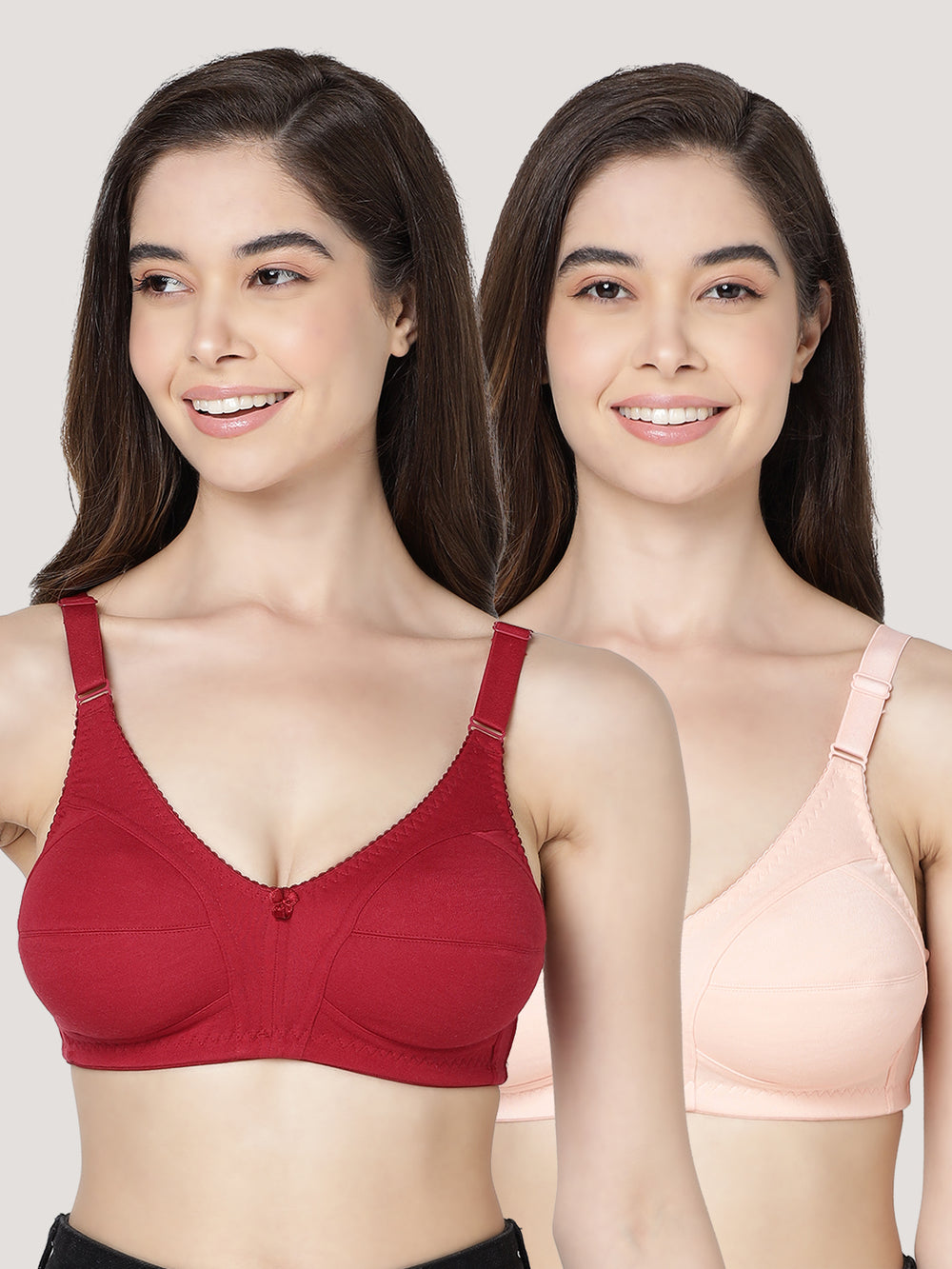 Anaya Full Coverage M Frame Minimizer Bra | Pack of 2-MAROON  PEACH