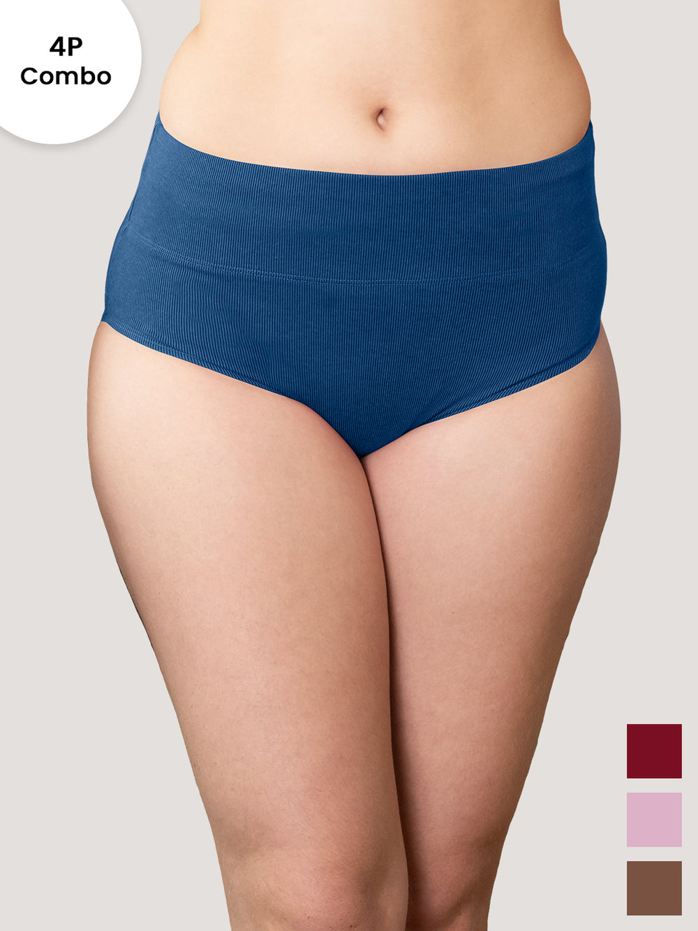ISAC High Waist Tummy Control Panties for Woman | Pack of 4-MRN BLE BRW MV