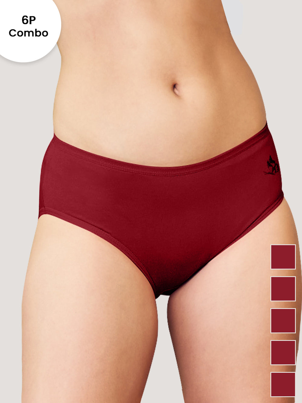 Vami Medium Coverage Cotton Lycra Panties for Girls | Pack of 6-MRN MRN MRN MRN MRN MRN