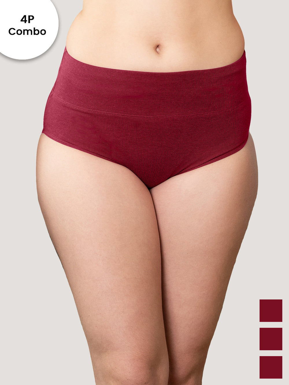 ISAC High Waist Tummy Control Panties for Woman | Pack of 4-MRN MRN MRN MRN