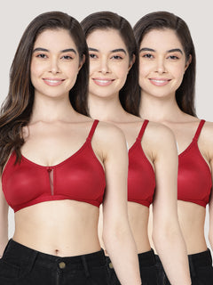 Gloria Full Coverage Double Layered Cups Everyday Bra | Pack of 3-MAROON MAROON MAROON