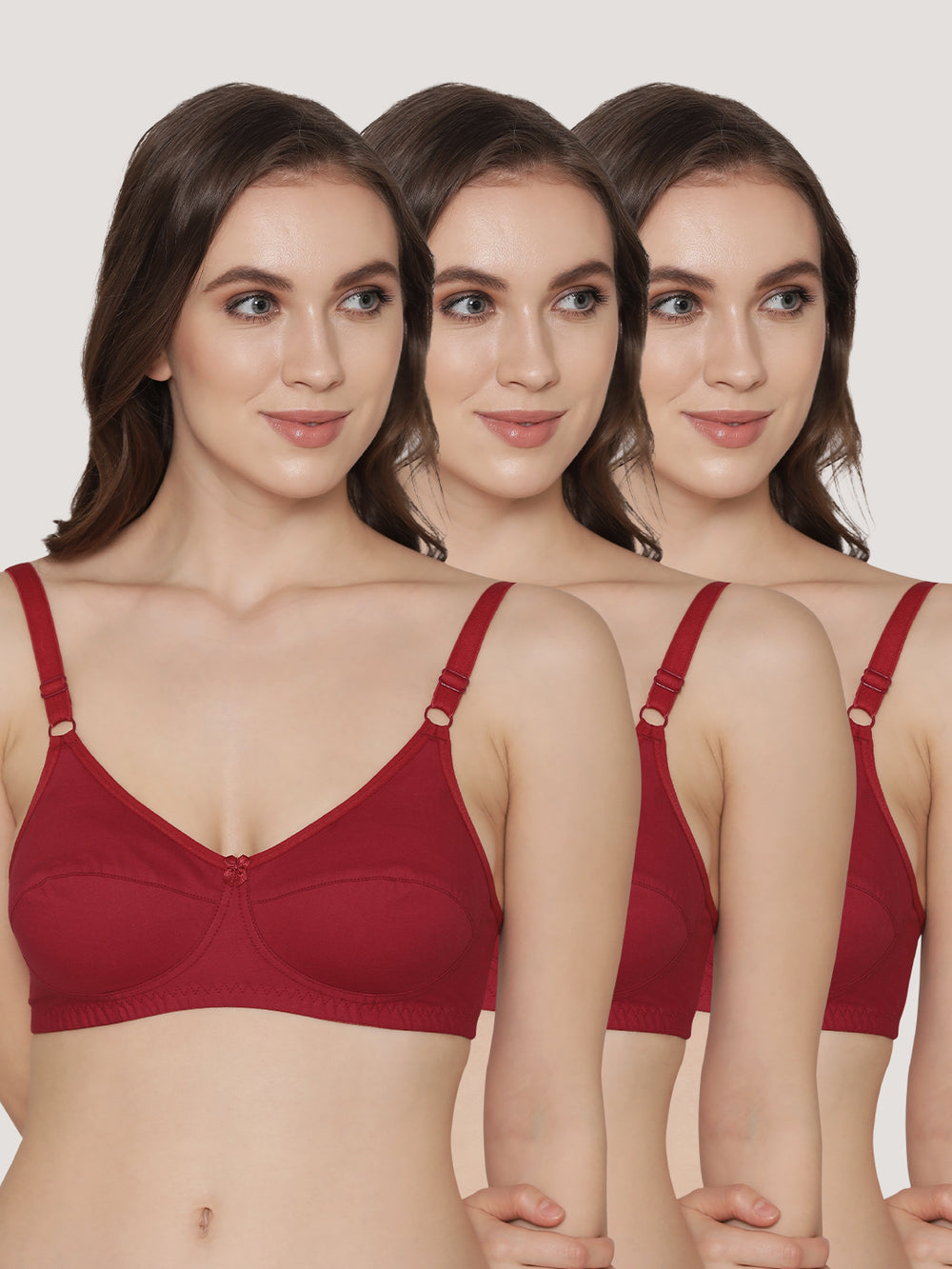 K LINGERIE Manvi Women's Non Padded Wirefree Cotton Everyday Bra-MAROON MAROON MAROON