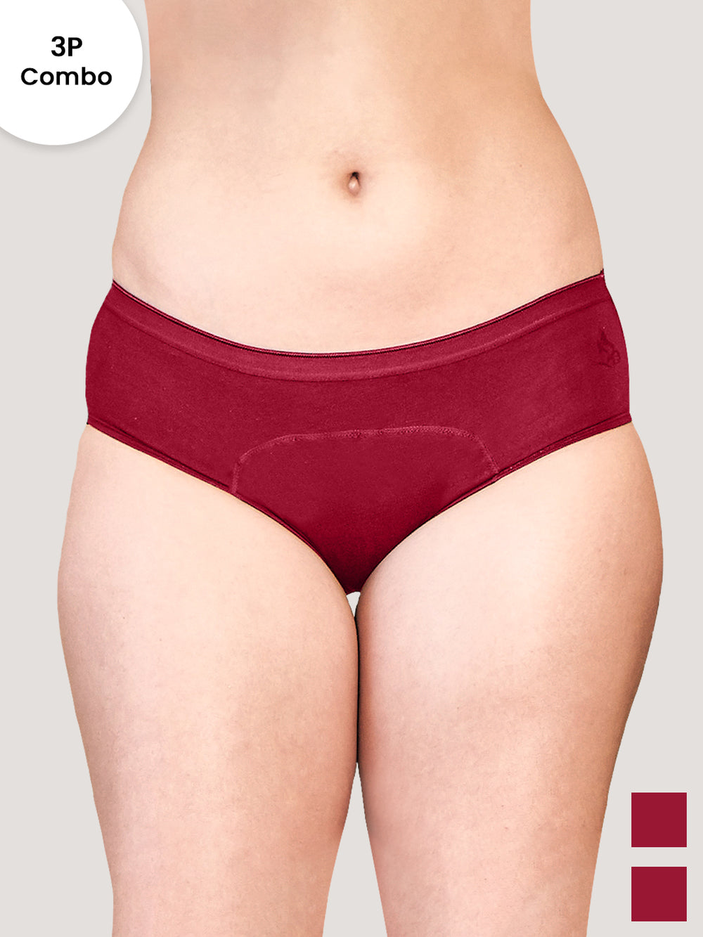 Emy Medium Coverage Period Panties | Pack of 3-MAROON MAROON MAROON