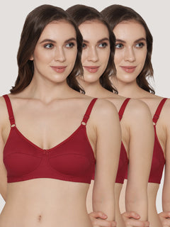 K LINGERIE Manvi Women's Non Padded Wirefree Cotton Everyday Bra-MAROON MAROON MAROON