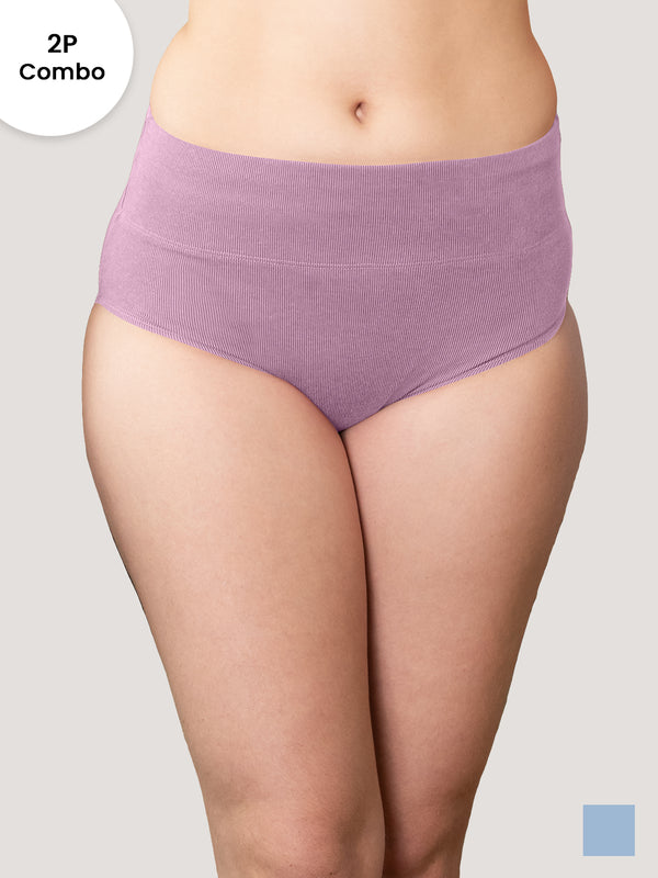 Isac High Waist Panties for Woman | Pack of 2-MOUVE S.BLUE