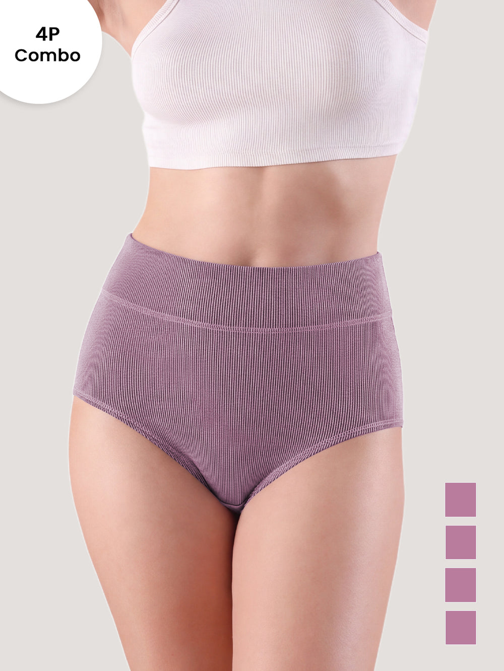 ISAC High Waist Tummy Control Panties for Woman | Pack of 4-MV MV MV MV
