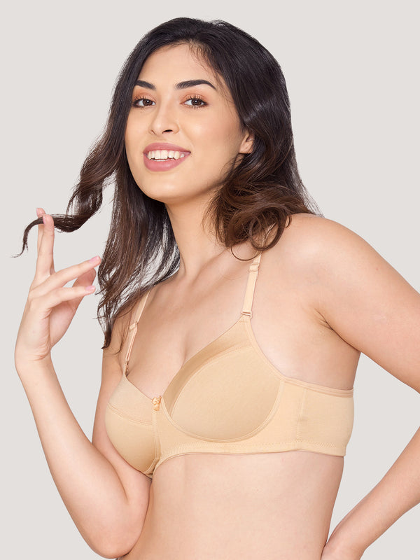 Kalyani Madee Everyday Comfort Elegant Satin Neckline Padded T-Shirt Bras | Pack of 2 | RUST NUDE