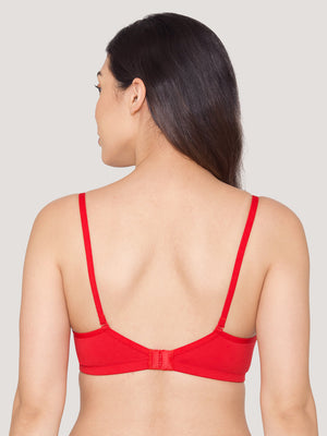 Kalyani Madee Everyday Comfort Elegant Satin Neckline Padded T-Shirt Bras | Pack of 2 | NUDE RED