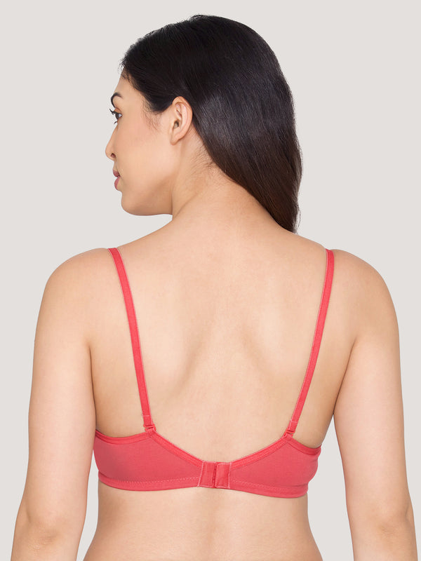 Kalyani Madee Everyday Comfort Elegant Satin Neckline Padded T-Shirt Bras | Pack of 2 | RUST NUDE