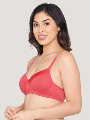 Kalyani Madee Everyday Comfort Elegant Satin Neckline Padded T-Shirt Bras | Pack of 2 | RUST RUST