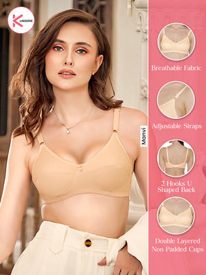 Manvi Non Padded Cotton Everyday Bra-SKIN