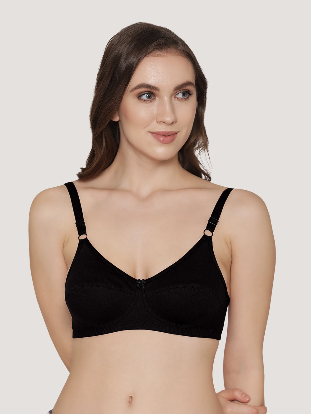 Manvi Non Padded Cotton Everyday Bra-BLACK