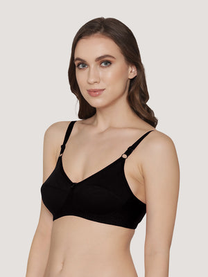 Manvi Non Padded Cotton Everyday Bra-BLACK