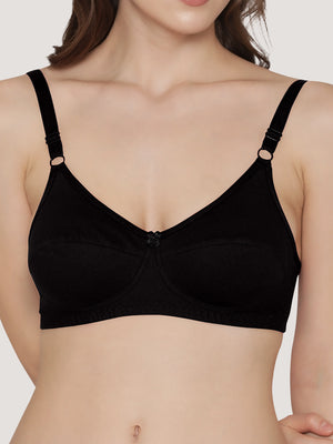 Manvi Non Padded Cotton Everyday Bra-BLACK